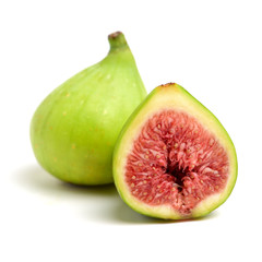 Ripe figs on a white background