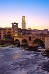 Obraz premium Image of Verona. Pietra bridge on Adige river