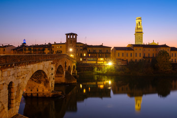Image of Verona. Pietra bridge on Adige river