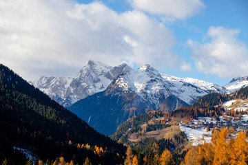 Fototapeta na wymiar Villages of Colle Santa Lucia at the Dolomites