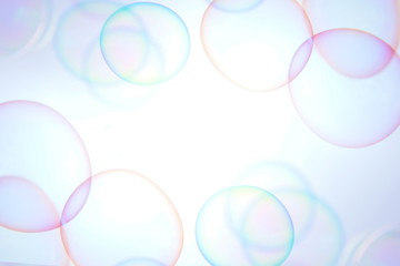 Abstract colors soap bubbles floating in the air.