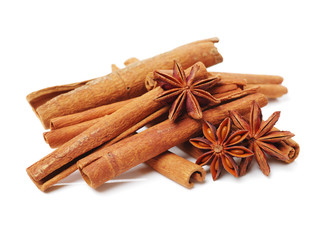 Multi spices isolated on white background