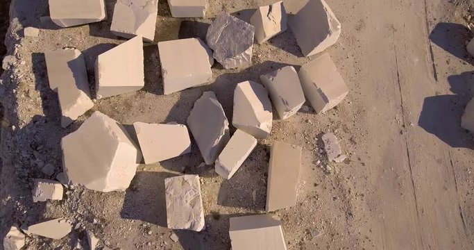 An aerial over a marble quarry.