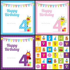 birthday card invitation with kids in animal costume