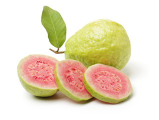 Pink guava isolated on white background