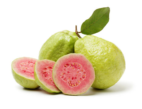 Pink guava isolated on white background
