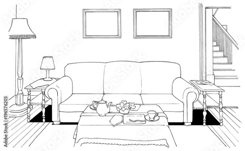 漫画風ペン画イラスト 西洋風 室内 Animation Wall Mural Animati Haikeisouko