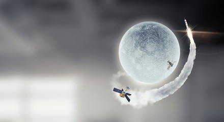 Space exploration concept. Mixed media