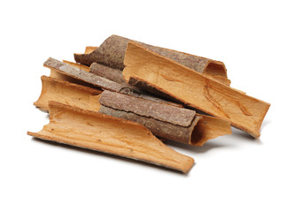 Cinnamon on white background