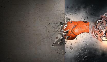 Boxing glove surprise . Mixed media