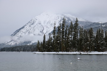 Mountain over a lake