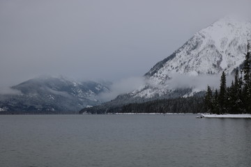 Mountain over a lake
