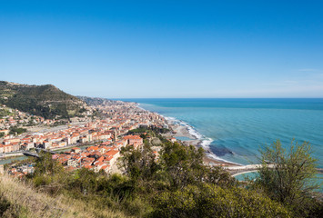 Fototapeta na wymiar City of Italy Ventimiglia, top view