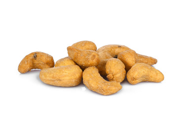 salted cashew nut isolated on white background