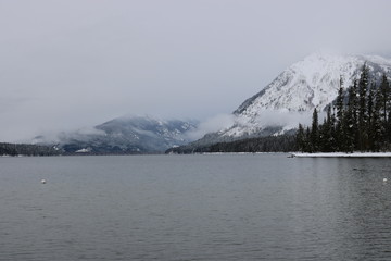 Mountain over a lake
