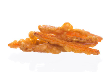 Vegetable fritters with cabbage and carrots white background