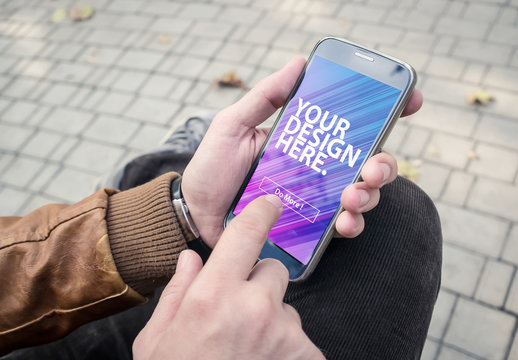 Man Using  Smartphone Mockup 