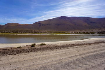 desert landscape of atacama, characteristic colors