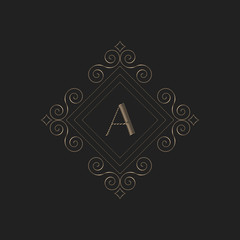 Vintage calligraphic monogram emblem. Luxury elegant ornament logo for restaurant, boutique, hotel, fashion