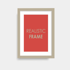 Realistic brown picture frame. Vector.