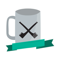 Empty coffee mug with smoking pipes icon