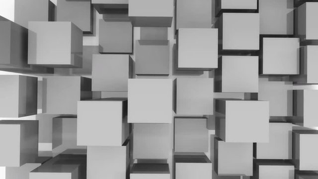 4k,abstract 3d white cubes animation background.