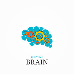Abstract brain, gear, creative mind logo vector design template