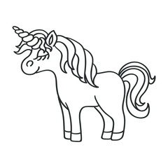 Unicorn black sketch icon on the white background