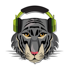 Cool hipster tiger head cartoon vector illustration graphic design