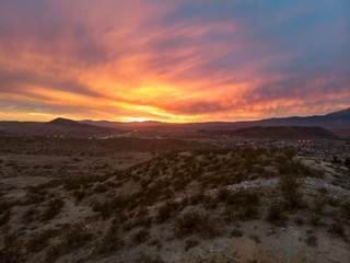 Sunset in the death valley desert in USA.