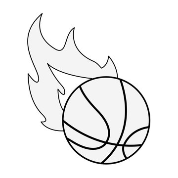 Basketball ball on fire vector illustration graphic design
