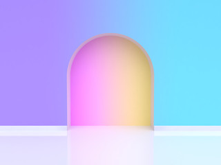 abstract arched door gradient violet-purple blue 3d rendering