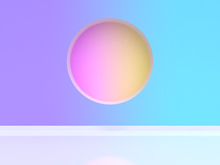 purple-violet blue gradient circle wall scene 3d rendering