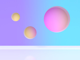 gradient wall circle minimal abstract scene 3d rendering
