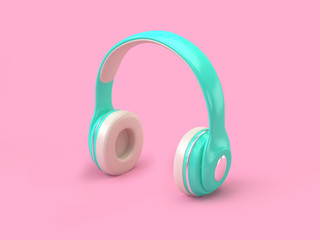 green white headphones minimal pink background 3d rendering