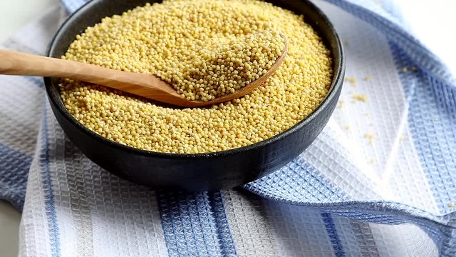 Dry millet in  bowl&nbsp;
