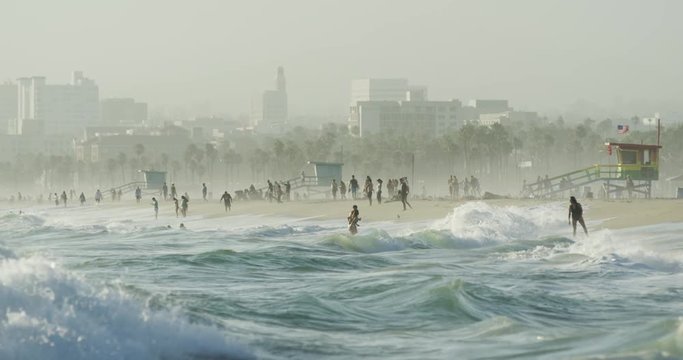 Waves reaching the shore on Venice Beach