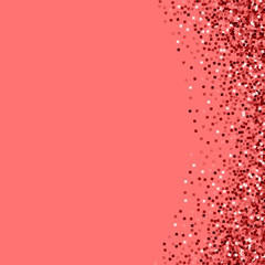 Red gold glitter. Abstract right border with red gold glitter on pink background. Remarkable Vector illustration.