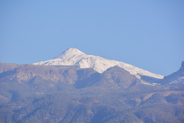 Snow covered mount teide