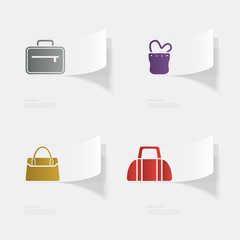 Handbags. Flat sticker with shadow on white background