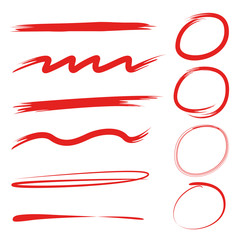 red hand drawn circle highlighter and underlines