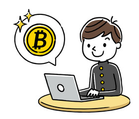 男子学生：インターネット、仮想通貨