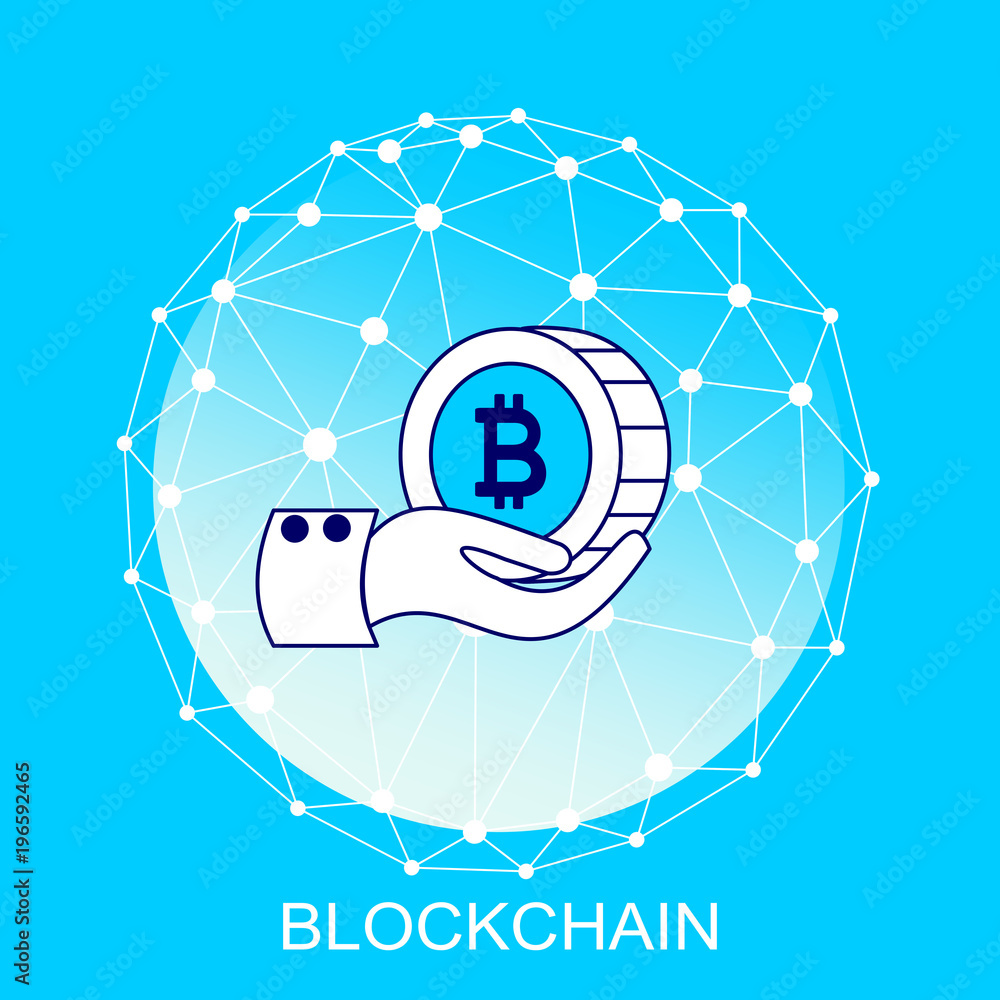 Poster block chain concept. abstract network connection. design background and info graphic. vector graphic