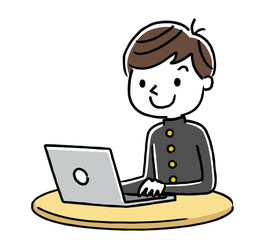 男子学生：インターネット、パソコン