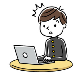 男子学生：インターネット、パソコン
