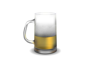 Beer mug on white background. Beer and foam.