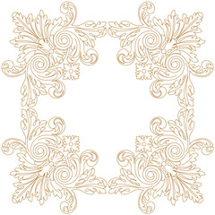 Golden vintage border frame engraving with retro ornament pattern in antique baroque style decorative design. Vector