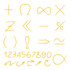 yellow drawn number and mah sign