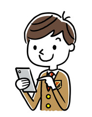 男子学生：スマートフォン