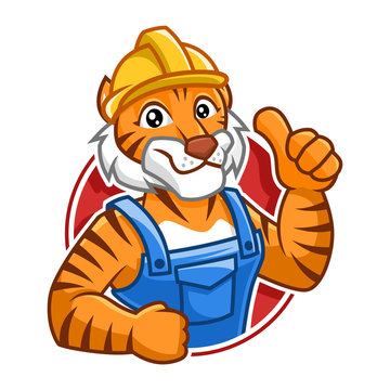 Worker Tiger mascot character design